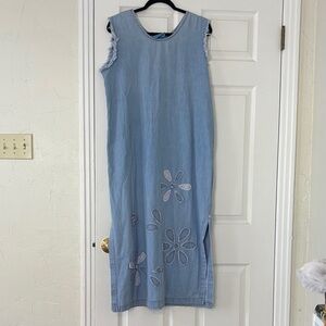 Key Lime Clothing Co cotton denim chambray long dress vintage 100% cotton